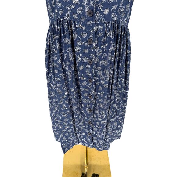 VTG 90s Leslie Fay Paisley Button Down Midi Dress Size 10 Short Sleeve Feminine - Picture 5 of 12